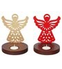 Gold Wood Tea Light Candle Holder (Set of 2)