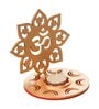 Gold Wood Wooden Om Shadow Decorative Tea Light Candle Holder Diya Stand