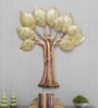Wrought Iron Decorative Tree Wall Art With LED In Gold