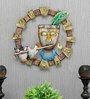 Wrought Iron Lord Krishna Wall Art With LED In Gold