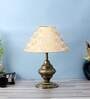 Golden & Beige Fabric Shade Table Lamp With Antique Base