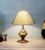 Golden & Beige Fabric Shade Table Lamp With Antique Base