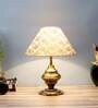 Golden & Beige Fabric Shade Table Lamp With Antique Base