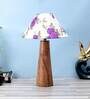 Golden & Beige Fabric Shade Table Lamp With Brown Base