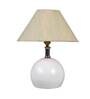 Golden & Beige Fabric Shade Table Lamp With White Base