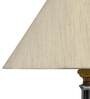 Golden & Beige Fabric Shade Table Lamp With White Base