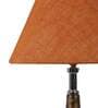 Golden & Beige Natural Fiber Shade Table Lamp With Copper Base