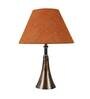 Golden & Beige Natural Fiber Shade Table Lamp With Copper Base
