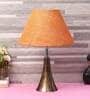 Golden & Beige Natural Fiber Shade Table Lamp With Copper Base
