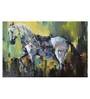 Horse In Gold Canvas Framed Art Print (33 x 21 Inches)
