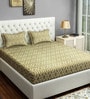 Gold Geometric 120 TC Cotton 1 Double Bedsheet with 2 Pillow Covers