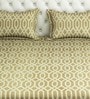 Gold Geometric 120 TC Cotton 1 Double Bedsheet with 2 Pillow Covers