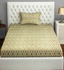 Gold Geometric 120 TC Cotton 1 Single Bedhseet with 1 Pillow Cover