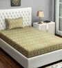 Gold Geometric 120 TC Cotton 1 Single Bedhseet with 1 Pillow Cover