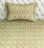 Gold Geometric 120 TC Cotton 1 Single Bedhseet with 1 Pillow Cover