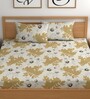 Golden 200 TC Floral Cotton Fitted Double Bedsheet 2 Pillow covers