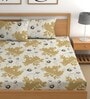 Golden 200 TC Floral Cotton Fitted Double Bedsheet 2 Pillow covers