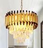 Golden 3 Tier Warm White Moon Light Golden Finish LED Round Crystal Chandelier
