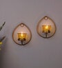 Golden Metal Zatec Wall Tea Light Holders (Pack Of 2)