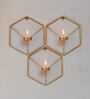 Gold Hexagon Metal Wall Candle Stands (Pack Of 3)