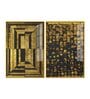 Golden Abstract Artistic Shapes Art Acrylic Framed Art Panel (Set Of 2)