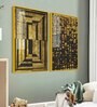 Golden Abstract Artistic Shapes Art Acrylic Framed Art Panel (Set Of 2)