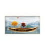 Golden Abstract Landscape Art Colored Line Tree Glass Finish Horizontal Wall Art