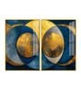 Golden Abstract Modern Circle Acrylic Framed Art Panel (Set Of 2)