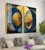 Golden Abstract Modern Circle Acrylic Framed Art Panel (Set Of 2)