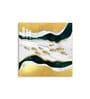 Golden Abstraction Of Fishes Glass Finish Square Wall Art