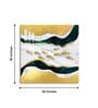 Golden Abstraction Of Fishes Glass Finish Square Wall Art