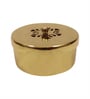 Golden Aluminium Diya With Plate And Kumkum Box