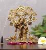 Golden Aluminium Radha Krishna Statue Religious Idol