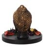 Golden And Black Polyresin Buddha Head With Wooden Base