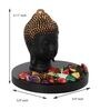 Golden And Black Polyresin Buddha Head With Wooden Base