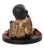 Golden and Black Polyresin Smiling Monk Buddha with Wooden Base