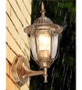 Golden Antique Aluminium Die Cast Outdoor Wall Light with Glass Panels Brass Finish