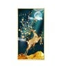 Golden Antlers and Blossoms Glass Finish Vertical Wall Art