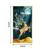 Golden Antlers and Blossoms Glass Finish Vertical Wall Art