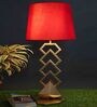 Golden Arrow Table Lamp With Pink Velvet Lampshade