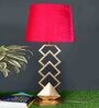Golden Arrow Table Lamp With Pink Velvet Lampshade