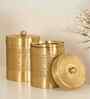 400ML Golden Aura Handcrafted Pure Brass Medium Jar With Lid