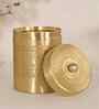 750ML Golden Aura Handmade Large Brass Jar With Lid For Spices, Sugar & Tea