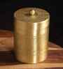 750ML Golden Aura Handmade Large Brass Jar With Lid For Spices, Sugar & Tea