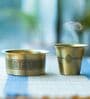 Golden Aura Pure Brass Kanjeevaram Design Theme Coffee Dabara Set of 2