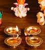 Golden Auspicious Handcrafted Brass Diya Set Of 4