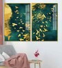 Golden Birds Group Flying Acrylicframed Art Panel (Set Of 2)