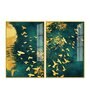 Golden Birds Group Flying Acrylicframed Art Panel (Set Of 2)