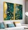 Golden Birds Group Flying Acrylicframed Art Panel (Set Of 2)