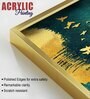 Golden Birds Group Flying Acrylicframed Art Panel (Set Of 2)